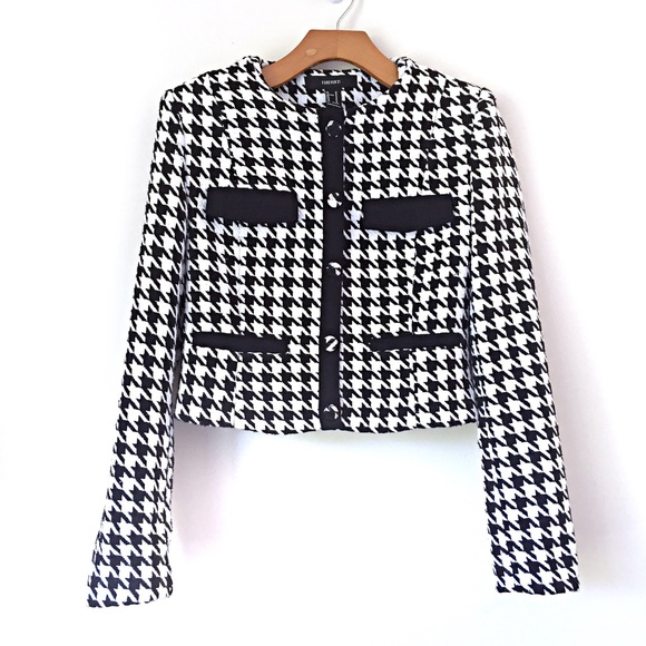 Houndstooth Cropped Blazer Bolero 